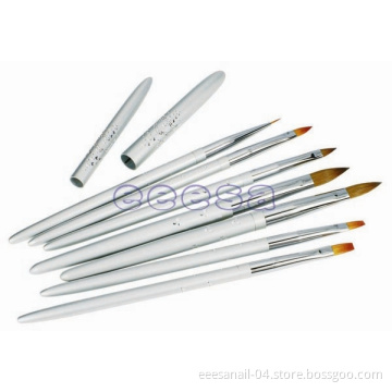 7PCS Diamond Like Metal Handle Kolinsky Sable Nail Application Brush Set